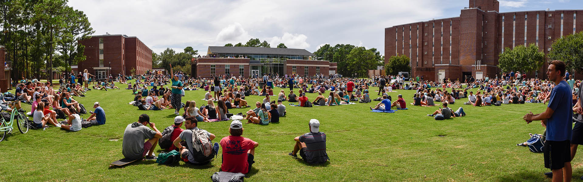 Students attending a residence life event 