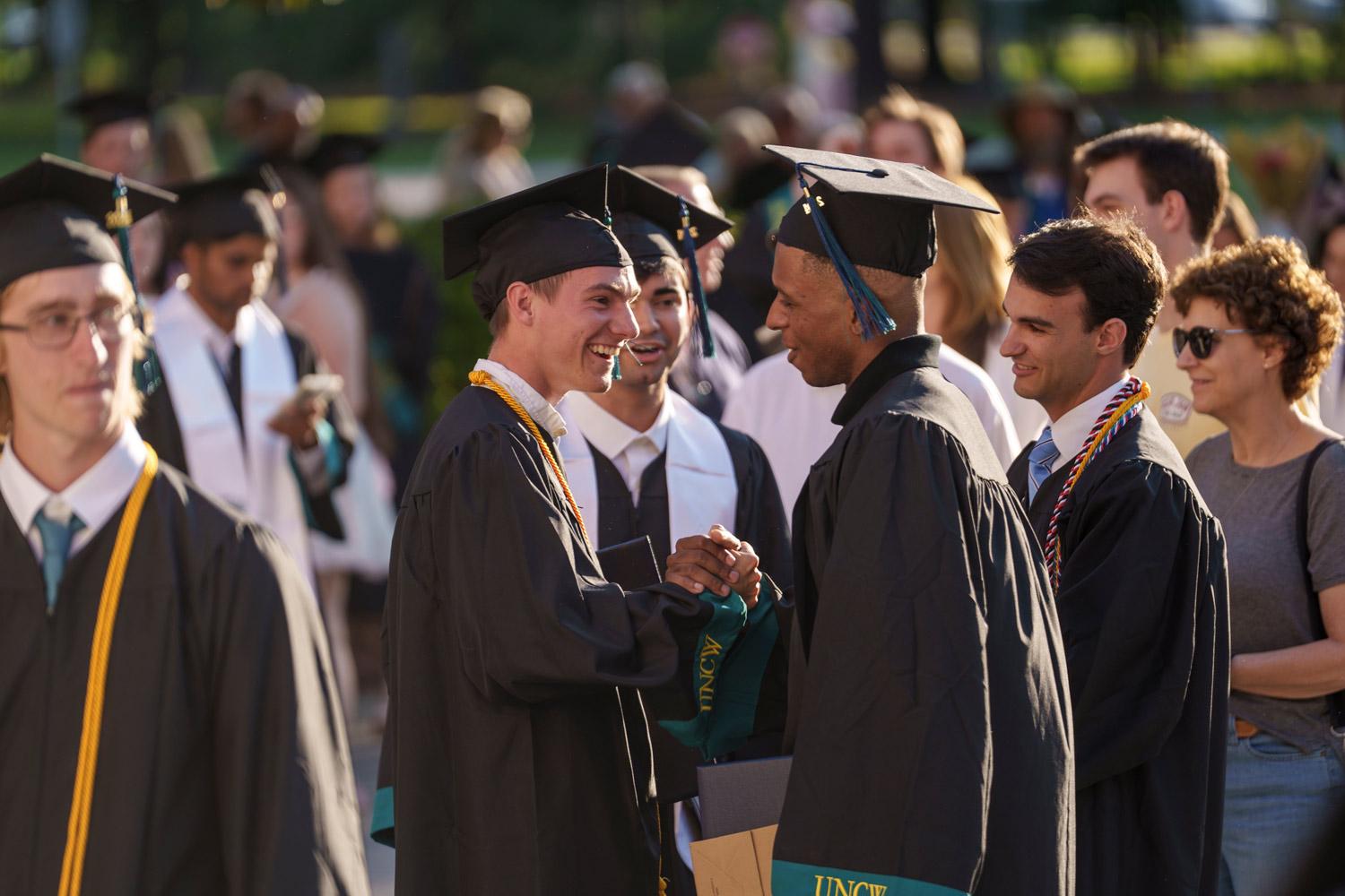 Joyful students after graduating
