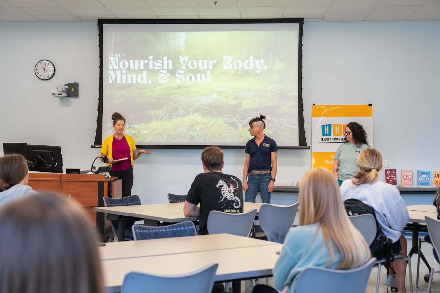 Group presenting a Body Mind and Soul powerpoint